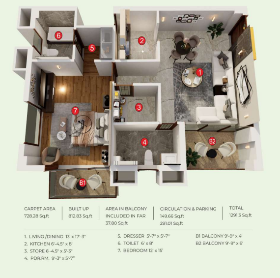 Layout plan type 1(1 BR)