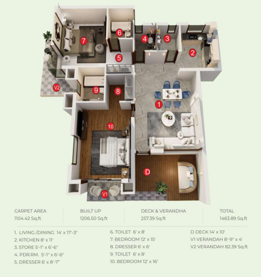 Layout plan type 2 (2 BR)